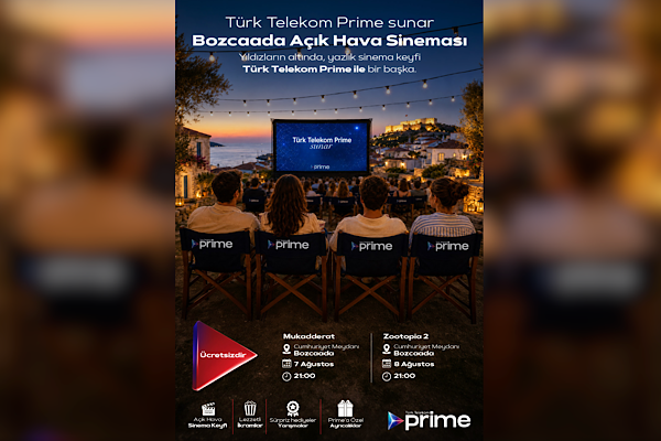 Türk Telekom Prime Açık Hava Sineması Bozcaada yaz gecelerini beyaz perdeyle buluşturuyor