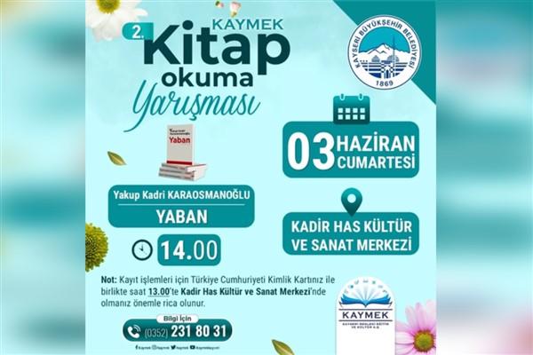 Kayseri Büyükşehir Belediyesi'nin Kitap Okuma Yarışması 3 Haziran’da yapılacak