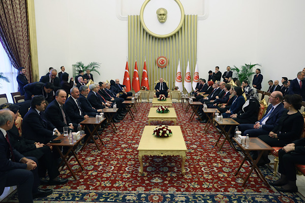 Erdoğan, TBMM'nin açılışının 106'ncı yıl dönümü resepsiyonuna katıldı